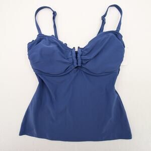 Croft & Barrow Tankini Swim Top Blue Ruffle Bandeau Bust Enhancer Size10 NWT
